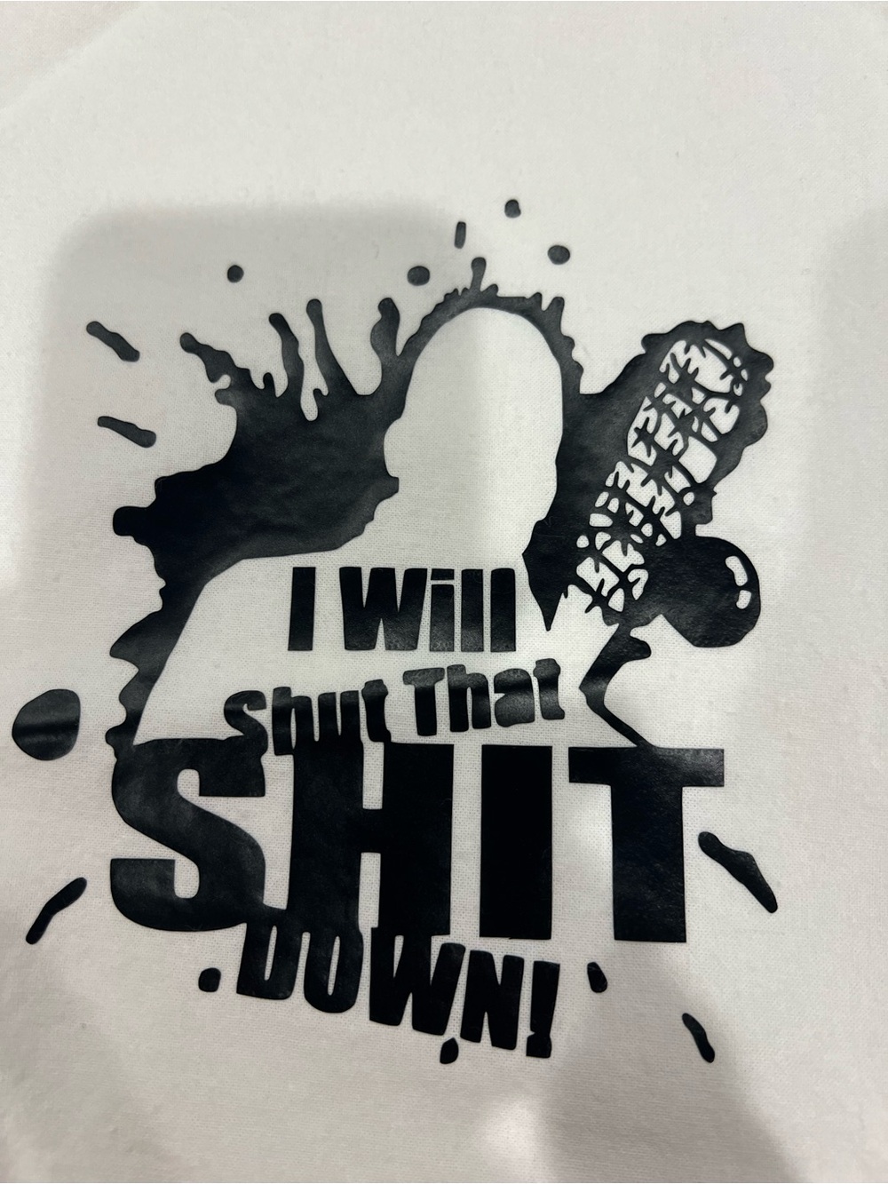 Black "I Will Shut That Shit Down" tea towel